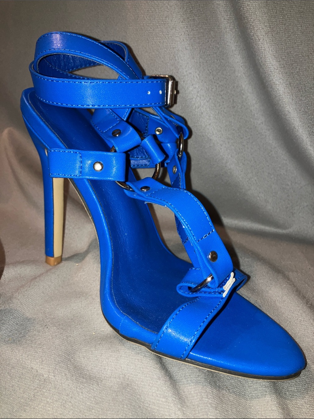 Source Unknown Bright Blue Strappy High Heel Sandals